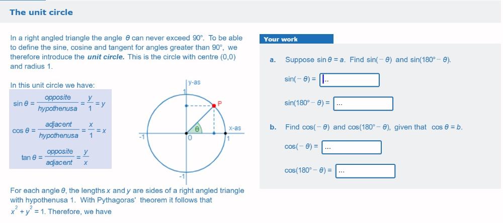 Ma 4: Enhetscirkel, sin v, cos v, tan v samt trigonometriska identiteter